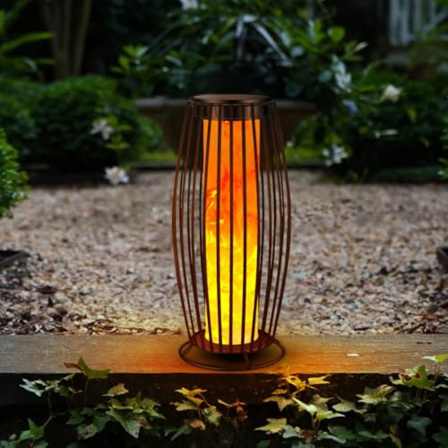 Outdoor Lighting Waterproof - Lampada Solare da Esterno Effetto Fiamma,